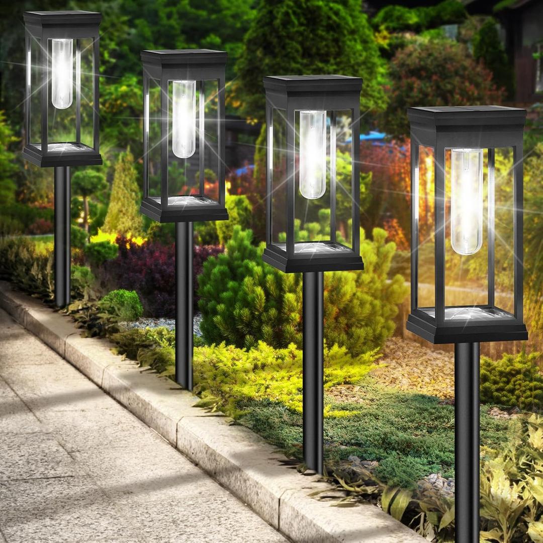 BesLowe Upgraded Solar Pathway Lights Outdoor, 12-Pack Large LED Solar Light Outdoor Waterproof, Super Bright Outside Lights for Yard, Sun-Powered Landscape Lighting for Garden Walkway, Cool White