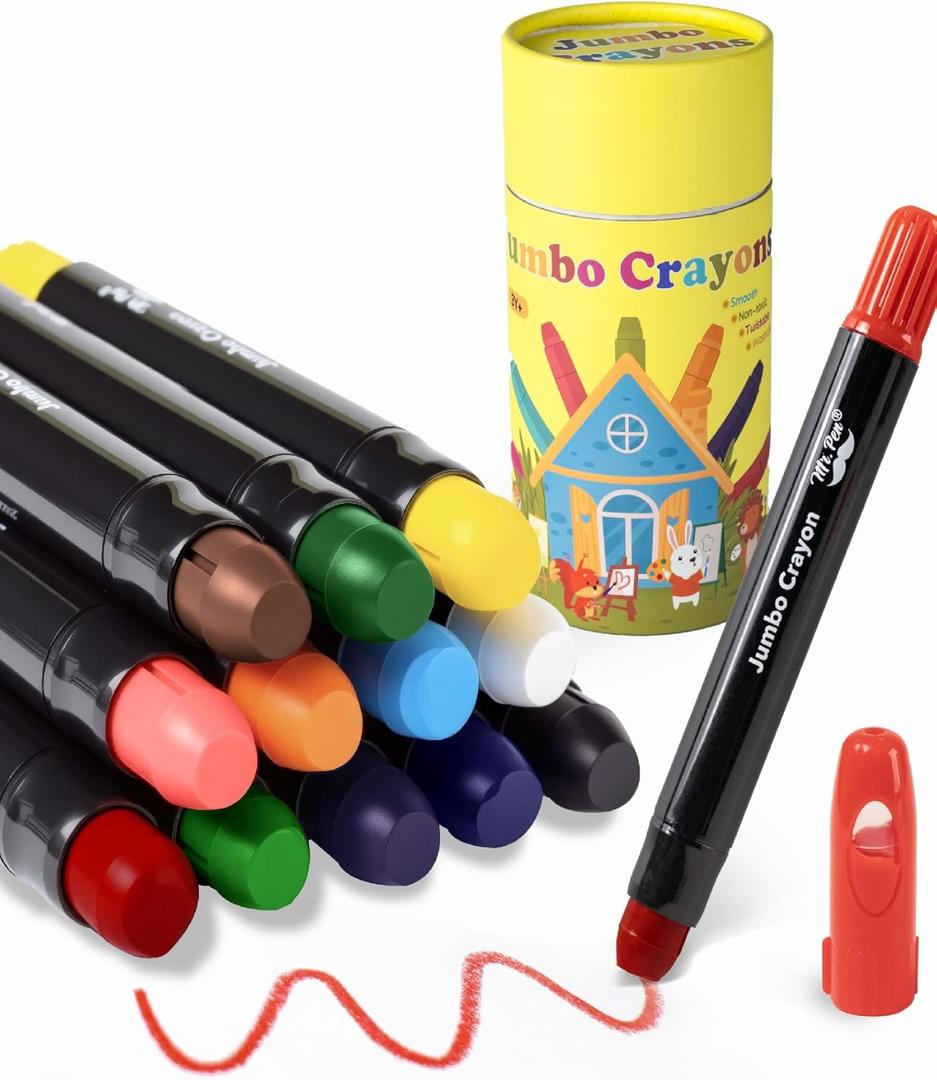 Mr. Pen- Jumbo Twistable Crayons, 12 Pack, Multicolor, Non-Toxic Washable Crayons