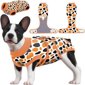 PetWarm Dog Recovery Suit, Recovery Suit for Female Male Dogs, Dog Abdominal Wounds Bandages, Onesie for Dogs After Surgey Spay Neuter, Professional Leopard Pattern, Orange, XL