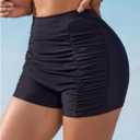 SHENHE Women's High Waisted Swim Shorts Tummy Control Ruched Boyshorts Bathing Suit Bottoms (Black, XL)
