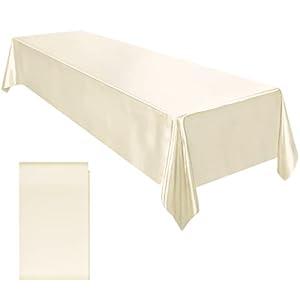 Ruisita Satin Party Tablecloth Table Cover 58 x 102 Inches Wedding Rectangle Bright Silk Tablecloth Table Cover Smooth Fabric Tablecloth Table Decor for Wedding Banquet Table Decoration, Ivory