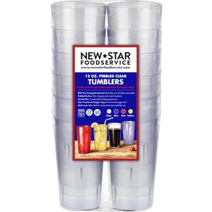 New Star Foodservice Restaurant-Grade Polycarbonate Beverage Tumblers, 12 oz, Clear, Set of 12