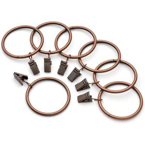 HD6063 Pack of 14 Drapery Curtain Rings with Clips, 2.5 Inch Inner Diameter (14, Antique Copper)