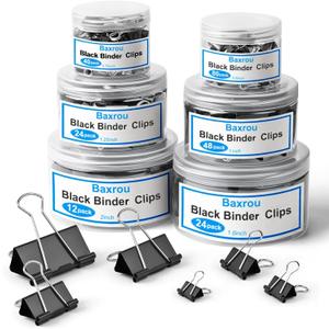 228 PCS Binder Clips Paper Clamps Assorted Sizes,Extra Large Medium Small Mini and Micro,Black Metal Paper Binder Clip 6 Sizes for Office, Home and School