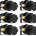 Orger Matte Black Privacy Door Knobs Interior, Zinc Alloy Keyless Black Door Knobs with Lock for Bedroom and Bathroom, Knurled Heavy Duty Round Base Modern Doorknobs, 6 Pack