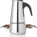 Mixpresso 9 Cup Greca Stovetop Espresso Pot 450ml/15oz, Moka Pot with Coffee Percolator Design, Stainless Steel Stove Top Coffee Maker for Camping or Home Use,Italian Stovetop Espresso Maker