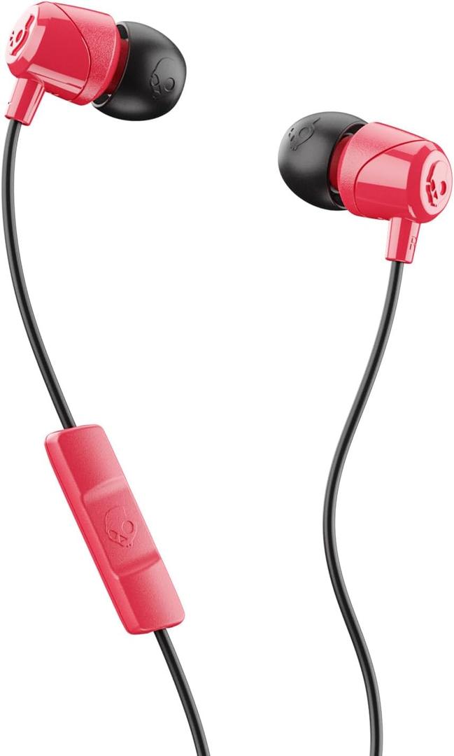Skullcandy Jib Wired Earbuds with 3.5mm AUX Plug, Noise Isolating Fit, In-Line Microphone Call and Track Control, Convenient for Travel - Red (1 Pack)