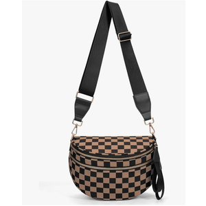 Checkered Crossbody Bum Bags for Women Nylon Checkered Purse Checkerboard Fanny Pack