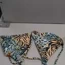 Milumia Women's Leopard Floral Triangle Bikini Top Only Halter Tie Backless Bathing Suit Tops, Large 