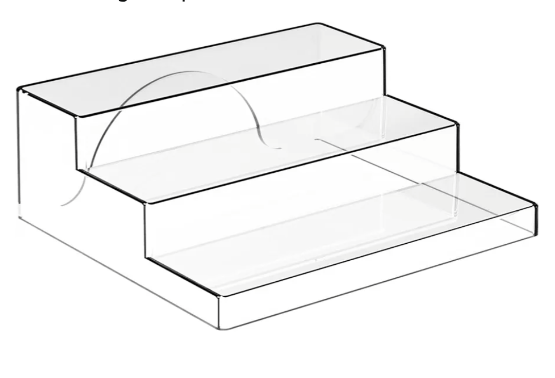 Yieach 3 Tiered Acrylic Display Stands for Cupcake Stand,Perfume Shelf Organizer,Figure and Funko Pop Display,No Installation,Clear Table Risers Display Stands for Collectibles,Makeup and Dessert,1PC