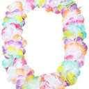2 x Premium Hawaiian Flower Lei, Vibrant Tropical Necklace with Durable Hypoallergenic Fabric, Ideal for Moana Birthdays, Beach Themes & Summer Celebrations(4 Pack)