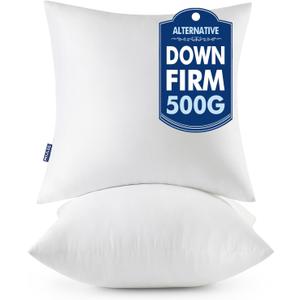 MIULEE Throw Pillows Inserts, Pack of 2 18x18 Inch 100% Virgin Fiber Filling Bed Couch Pillows