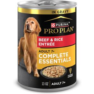 Purina Pro Plan Adult 7 Plus Beef and Rice Entree in Gravy Senior Wet Dog Food - (Pack of 12) 13 oz. Cans, BBD 11/2027