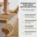 Bullnose Carpet Stair Treads for Wooden Steps, Non-Slip Self-Adhesive Stair Tread Mat, Indoor Corridor and Pet Stair Carpet, Washable, Preventing Pets, 29.5"x9.5"x1.5" 14pcs, Camel