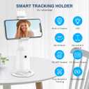 Auto Face Tracking Tripod 360 Rotating Cell Phone Photo and Video Kits Stand, No App, Camera Stand with Remote and Gesture Control, Rechargeable Smart Shooting Stand for Live Recording TiktokWhite