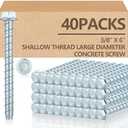 Tandefio 40 Pack 3/8" x 6" Concrete Screw Anchor Galvanized Large Diameter Heavy Duty Plated Concrete Anchors for Masonry Brick Anchoring Block Decking Framing Hex Drive