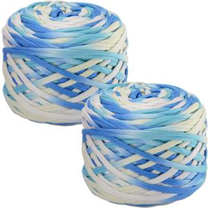 SIMEIQI 2 PCS 800g T-Shirt Yarn Elastic Fabric Crochet for DIY Knitting, 130 Yards Spaghetti Thick Knitting Yarn for Hand DIY Bag Basket Cushion Crocheting Projects,Home Decor 25