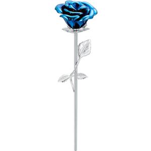 Stainless Steel Decorative Rose Flower Cremation Urns for Ashes-Human Pet Dog Cat Memorial Keepsake -Funeral Ash Container 1PC 9.5 Inches (Blue Color-2)