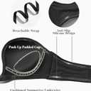 HACI Women's Plunge Deep U Strapless Bra Push Up Demi Underwire (Black,38C)