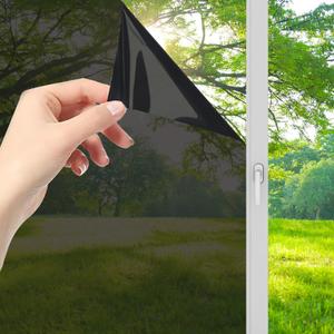 Lmlpt One Way Window Film Privacy See Out Not in Windows Tint for Home Sun UV Blocking Dark Glass Tinting Films Heat Insulation Self-Adhesive Mirror Door Coverings Sticker,Magic Black,29.5X118.1inch, 29.53 inch x 9.84 feet