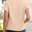 SHEWIN Womens Summer Tops Crewneck Short Sleeve T Shirts Casual Textured Work Shirt Loose Blouses (Beige, XXL)