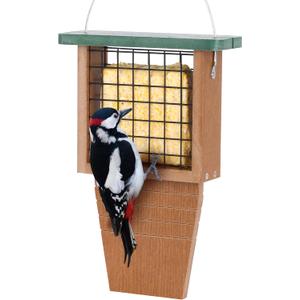 Gtongoko Recycled Plastic Suet Bird Feeder for Outside Hanging, Woodpecker Suet Feeder with Tail Prop, Hanging Suet Holder Birdfeeders, 1 Pack, Green