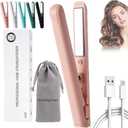 Mini Dual Purpose Curling Iron, 2-in-1 Portable Curling Wand and Flat Iron, Ceramic Mini Hair Curler for Travel, Quick Heat Up, Perfect for Short to Medium Hair