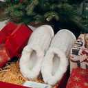 KuaiLu House Slippers for Women Comfortable Memory Foam Plaid Slipper Ladies Warm Fuzzy Plush Fur Lined Winter Home Shoes Orthotic Plantar Fasciitis Arch Support Indoor Outdoor (White)