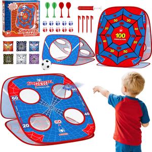 Spider Bean Bag Toss Game for Kids: 4-in-1 Cornhole Board Indoor Outdoor Toys for Kids Boys Girls 3 4 5 6 7 8 Year Old Birthday Gift, Outside Activity Beach Backyard Lawn Family Party Game