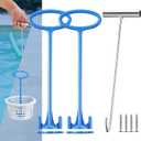 Dreyoo Pool Skimmer Basket Handle, Universal Skimmer Basket Hook Tool with Handle for Inground Above Pool Debris Removal, Keeps Hands Clean and Safe(2 Pieces)
