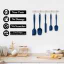 HOTEC 600 Heat Resistant BPA-Free Silicone Rubber Spatula Set, Kitchen Cooking Spatulas, Baking, Mixing, for Non Stick Cookware, Dishwasher Safe, Classic Blue Set of 5