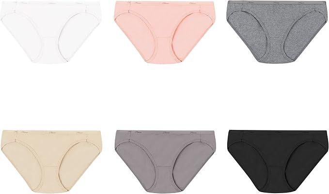 Hanes Women's Bikini Panty Pack, Soft Cotton Underwear, 6 Pack, Size 9/2XL