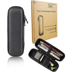 Slim Pencil Case for Adults, Travellers, Insulin Travel, Small Pencil Case Hard Shell, Simple Thin Waterproof Pen Case Organizer Box for Stylus Touch Pen, Art Pen Pencil, Headphones (Black)