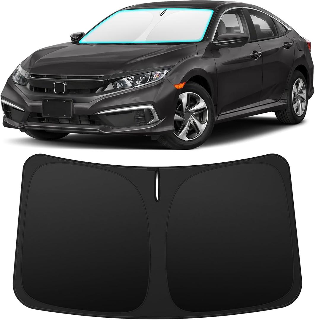 INSAUTO Foldable Windshield Sun Shade for Honda Civic 2016-2021, Heat & UV Protection Car Sunshade with Storage Bag, Keep Interior Cool & Easy Installation