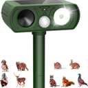 Upgraded Solar Ultrasonic Animal Repellent Outdoor, Deer Repellent Devices Squirrel Cat Raccoon Rabbit Dog Deterrent, Keep Skunk Away Motion Detection with Flash Light for Yard Garden Lawn 1PACKGreen