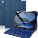 typecase Folio iPad 11th/10th Gen Keyboard Case (11" A16 2025 & 10.9" 2022) – Magnetic Wireless Detachable Keyboard, 7-Color Backlight, Thin & Light, Pencil Holder – Marine Blue