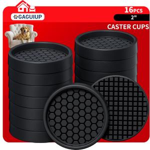 Non Slip Furniture Pads - 2" Anti Skid Caster Cups, 16PCS Round Furniture Coasters for Hardwood Floors, Anti Slide Furniture Cup Bed Couch Floor Protectors,Furniture Stoppers to Prevent Sliding(Black)