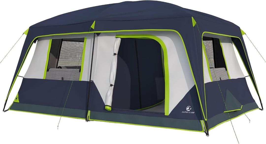 LET'S CAMP 10 Person Tent, Large Family Camping Tent, 2 Rooms with Divider