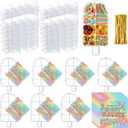 Teyva Daily 24 Sets End of School Year Student Gifts Bulk Clear Ice Cream Shape Boxes with Cards and Gold Ribbons Ice Cream Party Favors Candy Container Graduation Gift Set for Birthday Wedding