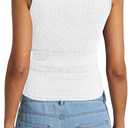 Womens Tank Tops Crewneck Sleeveless Summer Sweaters Vest Casual Basic Tees Ribbed Shirts (White, XL)