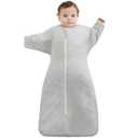 PuppyPaws Baby Sleep Sack 1.5 TOG, Transitional Swaddle with Arms Up Length Sleeves and Mitten Cuffs, Sleep Sack 0-3 Months, Wearable Blanket Baby, 95% Rayon derived from Bamboo, 5% Spandex (Grey)