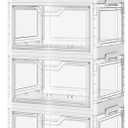 SNSLXH Portable Clear Storage Bins with Lid & Wheels, 24QT Clear Storage Bins with Lid, 4-Tier Plastic Bins with Wheels, Stackable, Magnetic Doors, for Bedroom, Living Room, Office
