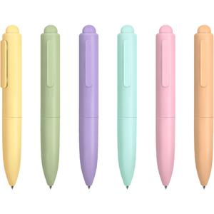 Ballpoint Pens, Mini Cute Macaron Retractable Ballpoint Pen Set - 6 Pack | Black Ink Medium Point, Fast Drying, Portable, Comfortable Writing | Office Bible Journaling Pens (Solid Macaron)