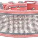 Bbmmayy Rhinestone Dog Collar Soft Comfortable Stylish Dog Collar with Bright Reflective Stripe Adjustable Diamond Crystal Pet Collar for Small Medium and Large Dogs (M fit Neck 15-19", Pink)