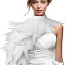 Black Feather Shawl for Women Masquerade Witch Wings Cape Halloween Maleficent Costume Collar Accessories (Xp-white)