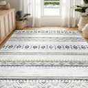 BESTSWEETIE 5x7 Area Rugs for Living Room Washable Moroccan Farmhouse Neutral Geometric Low Pile Non-Slip Soft Print Pattern Rug for Bedroom Kitchen Dining Room Entryway Black/Brown