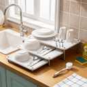 3 Pcs Nesting Stone Drying Mat for Kitchen Counter, Diatomaceous Dish Stone Drying Mats Quick for Kitchen Counter, Non Slip Feet, Heat Resistant, Nesting Stackable Design(Marble,White)