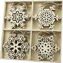 N&T NIETING 20PCS Wooden Christmas Ornaments 4.7 Inch Large Unfinished Snowflake Cutouts for Hanging Christmas Tree DIY Kids Craft Holiday Party Home Indoor Boho Decor