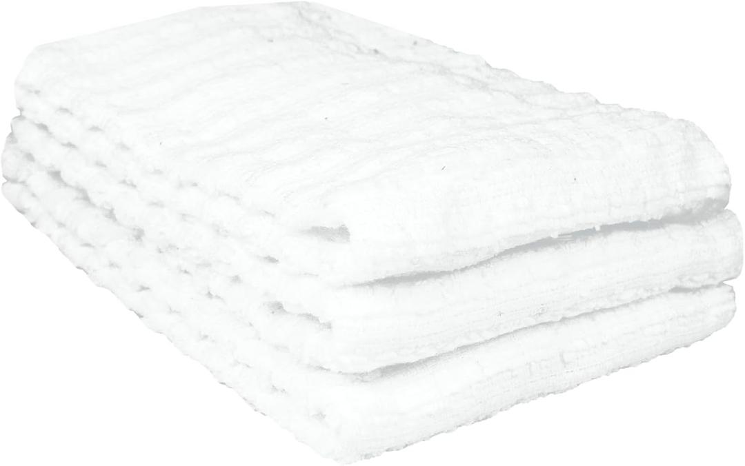 Ritz Royale Collection 100% Combed Terry Cotton, Highly Absorbent, Kitchen Dish Cloth Set, 13-3/4" x 12", 3-Pack, Solid White