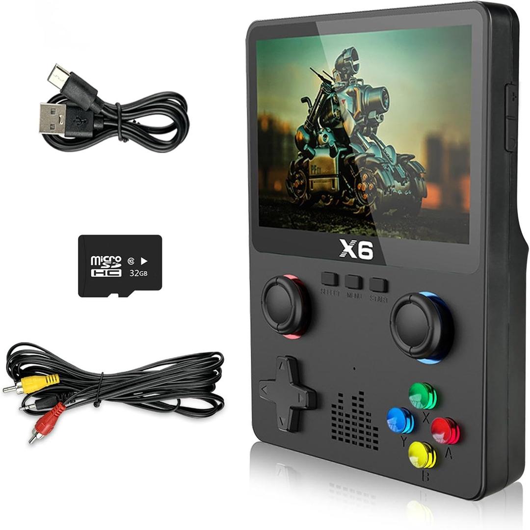 Retro Handheld Game Console with 32G Card Support 11+ Emulators, 3.5-inch Screen, Portable Retro Gaming Console Supports 10,000+ Games and TV Outputs (Black)